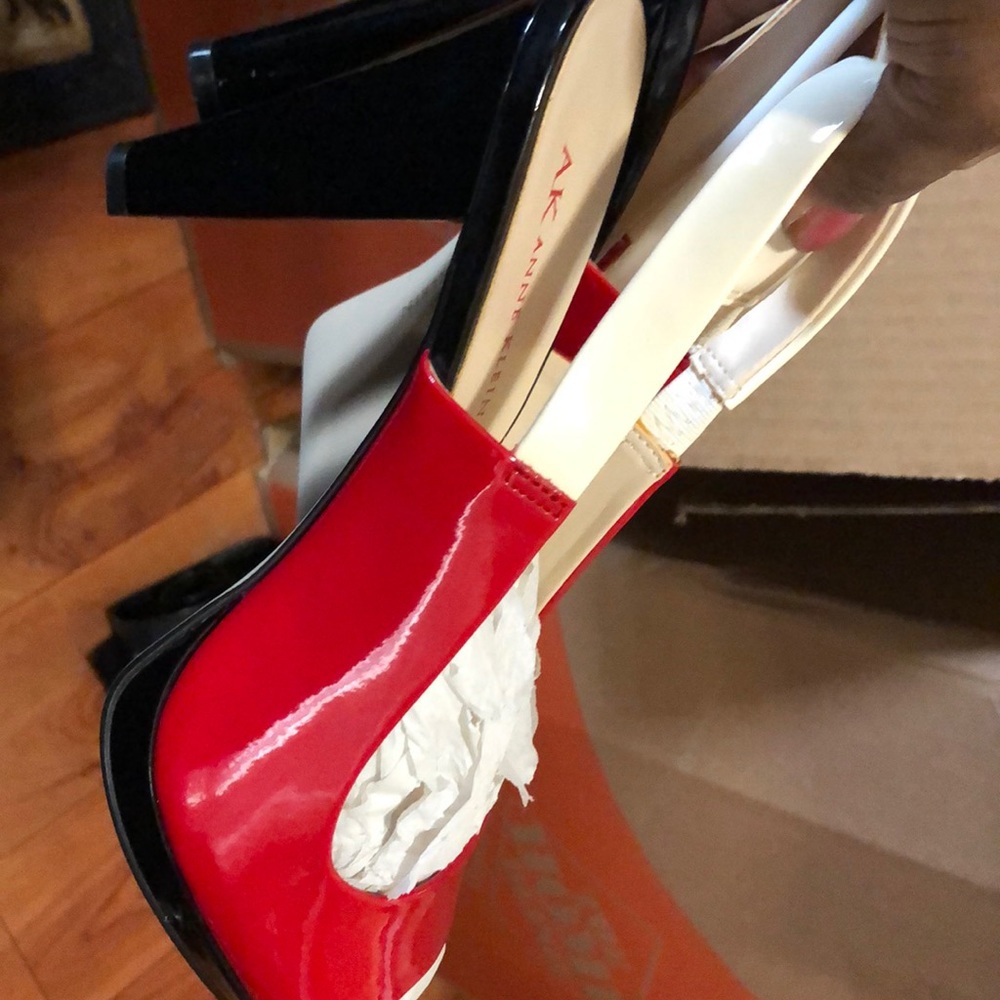 Red sling shoes